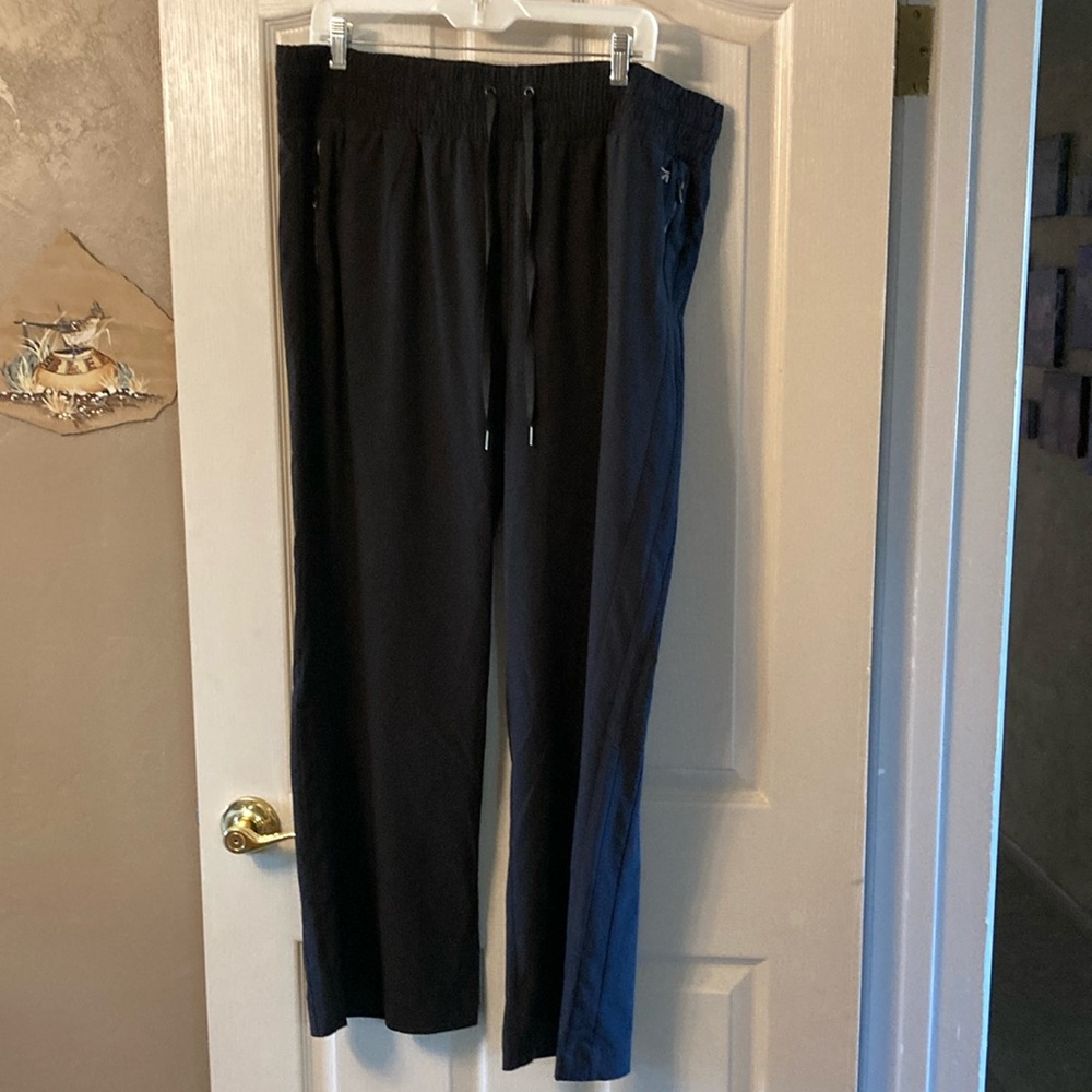 Wide leg poly and spandex pants